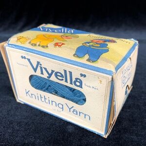 Vintage 1930s Viyella Knitting Baby Yarn Box 3 Ply for Display Blue Very Good
